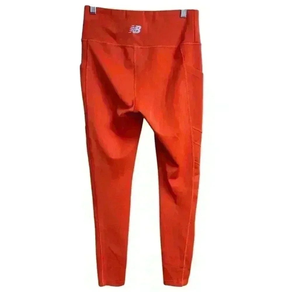 New Balance Orange Shape Shield 7/8 High Rise Side Pocket Leggings Size S - Picture 3 of 9